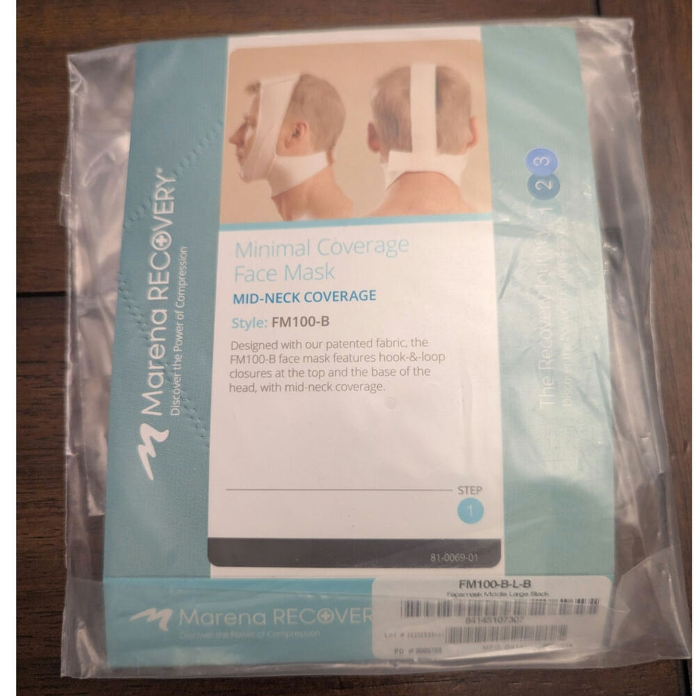 Marena Recovery Face Mask Minimal Coverage Mid Neck Black Large FM 100-B